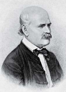 Ignaz Semmelweis na dobovém obrázku byl jedním z prvních průkopníků hygieny rukou