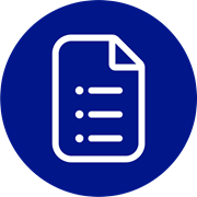  blaues rundes Icon mit Pictogramm für Verordnung