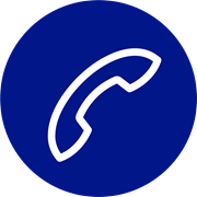  blaues rundes Icon mit Pictogramm für Anruf