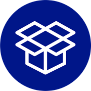  blaues rundes Icon mit Pictogramm für Lieferung