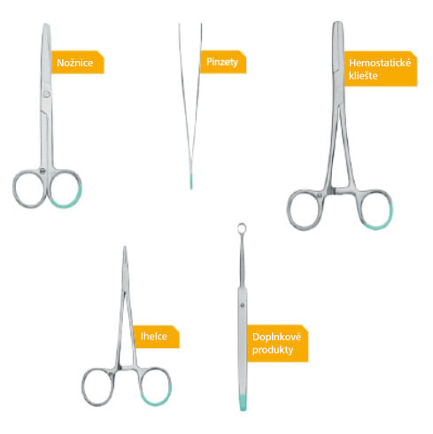 Ukážka zo širokého sortimentu jednorazových kovových chirurgických nástrojov Peha-instrument od HARTMANN s charakteristickým zeleným označením. To zjednodušuje prácu zdravotníckeho personálu.