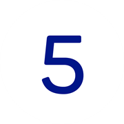 Icon blau auf weiß mit Zahl 5