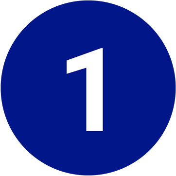 blaues Icon mit weißer 1