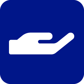 blauer Icon mit Handabbildung