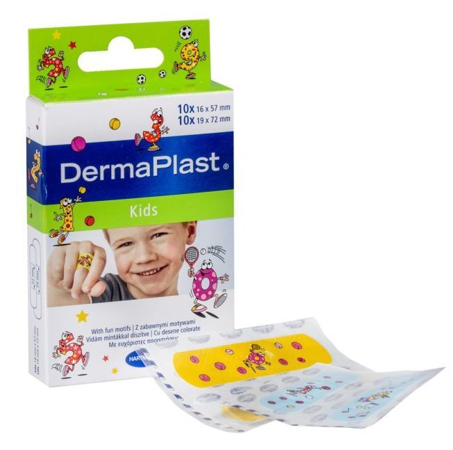 Zawartość opakowania z plastrami DermaPlast Kids | DermaPlast