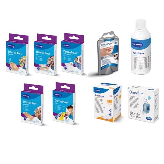 Packs of first aid kit and wound care