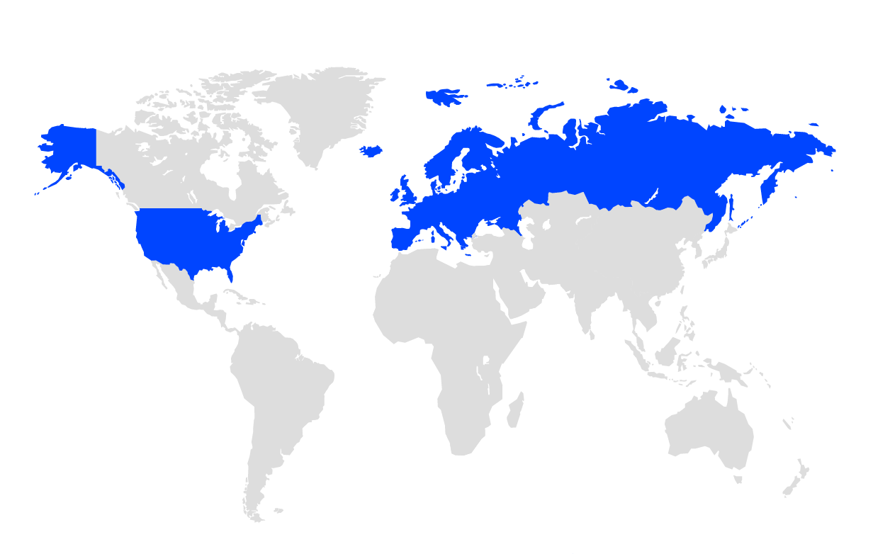 Mapa mostrando os países que Hartmann 
